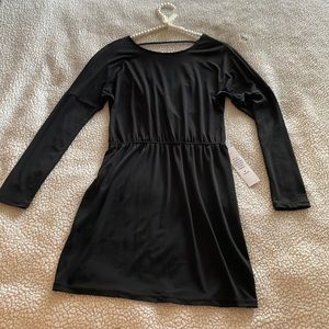 BCBGeneration long sleeve dress with wider neckline & draped open back